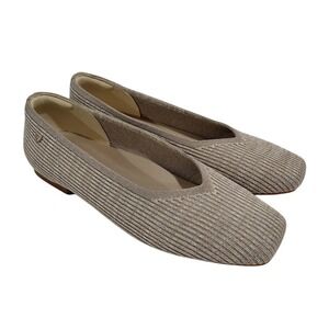 VIVAIA Margot 2.0 Square Toe Ballet Flats Almond Taupe Knit Shoes Womens 39